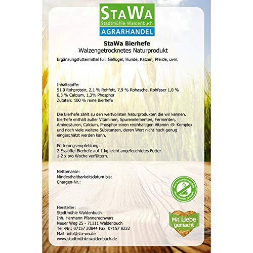 StaWa Bierhefe, 100% reines Naturprodukt, getrocknet, vollwertig, unextrahiert, 25 kg