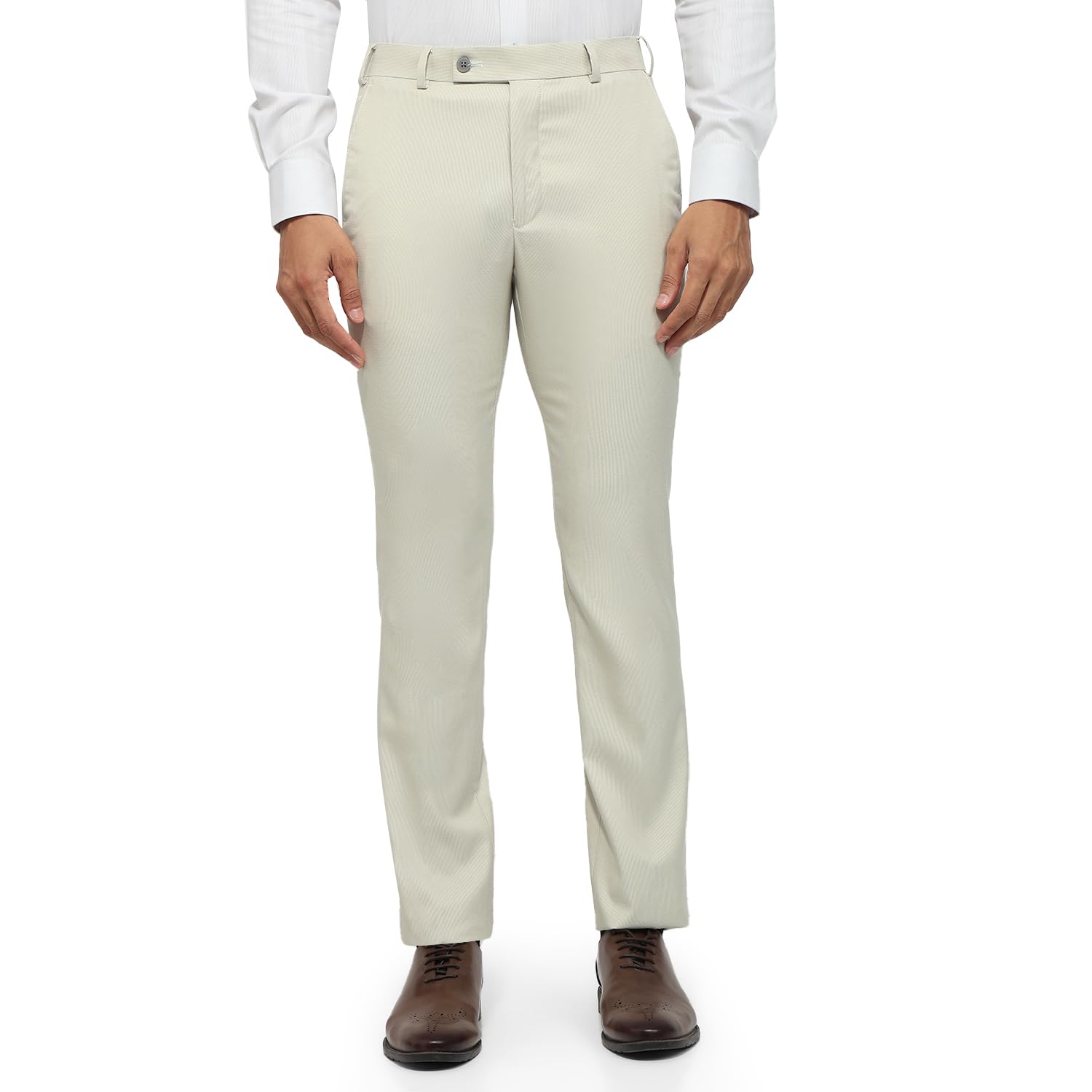park avenue Men Slim Fit Structure Pattern Poly Viscose Blend Flat Front Formal Trouser-picture-40