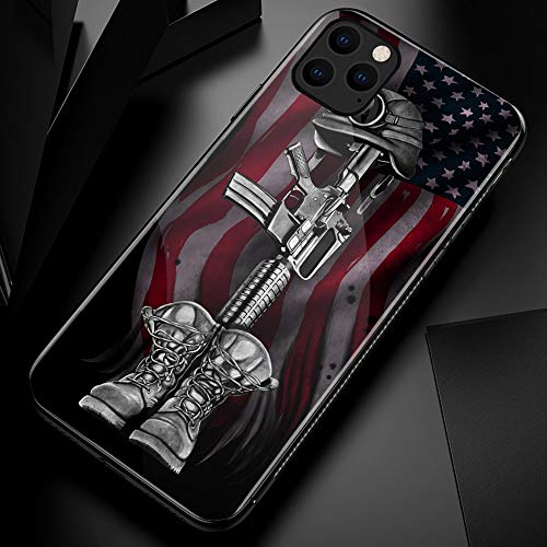 Iphone 11 Pro Max Case, Tempered Glass Back Shell Pattern Designed With Soft Tpu Bumper Case For Apple Iphone 11 Pro Max Cases 6.5 Inch - Fallen Soldier Flag #TOP1
