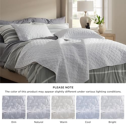 Image of Bedsure Quilts King Size - Lightweight Bedspreads King Size with Basket Weave Pattern, Soft Quilt Bedding Set, White Comforter Set Coverlet for All Seasons with 2 Pillow Shams (106 inch x 96 inch)