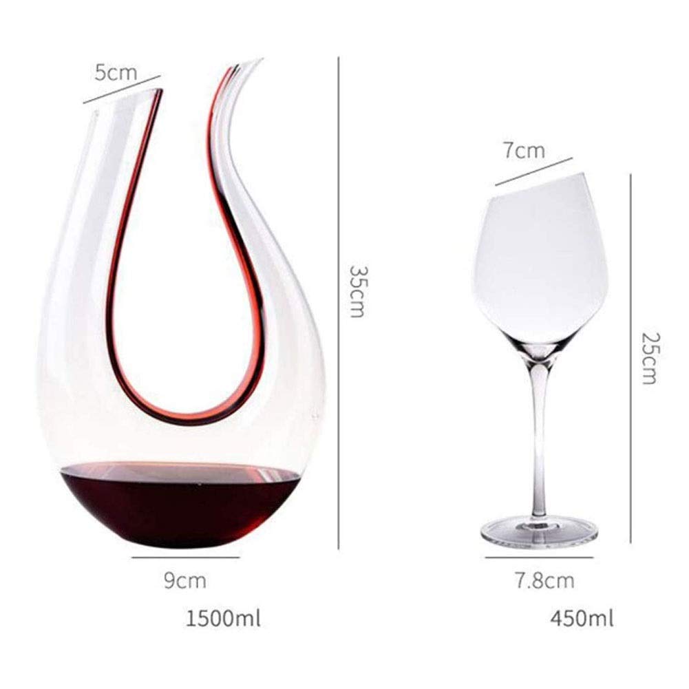 Dicker Weindekanter, Kristall-Dekanter-Set 1500 ml mit 450 ml Whisky-Weinglas