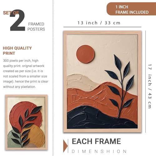 Image of kotart BOHO Art Wall Painting Home Decoration With Frame For Living Room Bed Room Hotel Wall Decor Digital Reprint Engineered Wood Set of 2 (13X17 INCH)