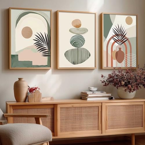 Image of Kalit Kala Decor Home Decor Boho Painting Decorative Wall Art poster With Frame For Living Room Bed Room Hotel Wall Decor Digital Reprint Set of 3 (19X25 inch)