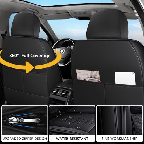Image of Car Seat Covers for Neon,for Dodge Neon 2000-2005,Leather Full Set Seat Covers,Airbag-Compatible Car Seat Protectors,Waterproof Seat Cover for Cars(Black,5PCS Only)