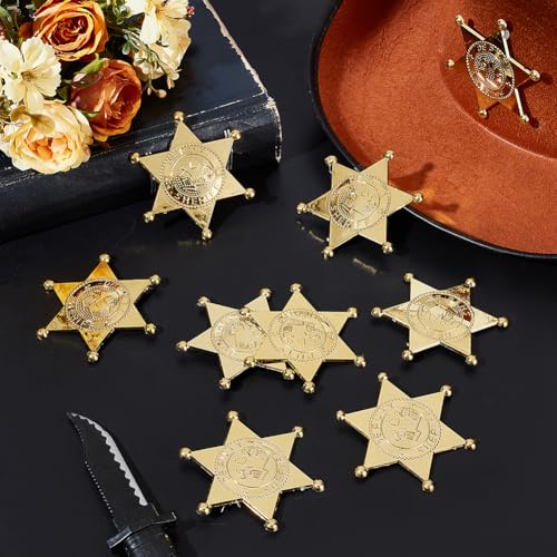 MAYJOYDIY 12pcs Sheriff Badges Western Cop Star Deputy Badge Plastic Brooch Police Badges Pin Old West Prop Cowboy Party Decoration Badge for Cosplay Party Costume Play Props3