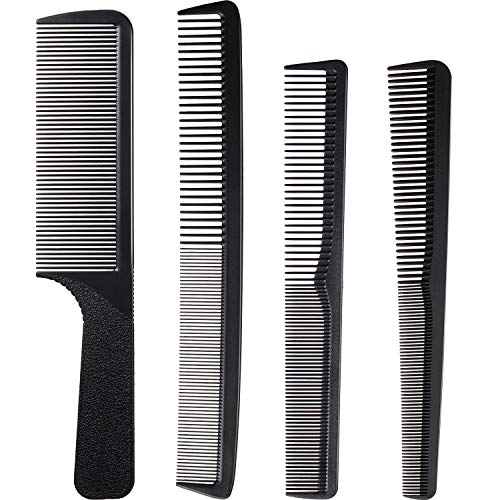 4 Pieces Styling Comb Set, Tapered Barber Comb Flat Top Comb Barber Comb Black Carbon Fine Cutting Comb Hairdressing Comb with Fine Tooth for Cutting Hair and Styling