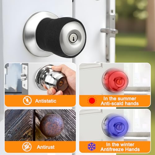 Abeillo 4 Stück Mattschwarz Türgriff Schutz Silikon, Türgriff Handschuhabdeckungen, Antistatisch Türgriff-Schutz, Türgriffabdeckung Schwarz,Sicherheitstürknaufschutz für Rund Türgriffe