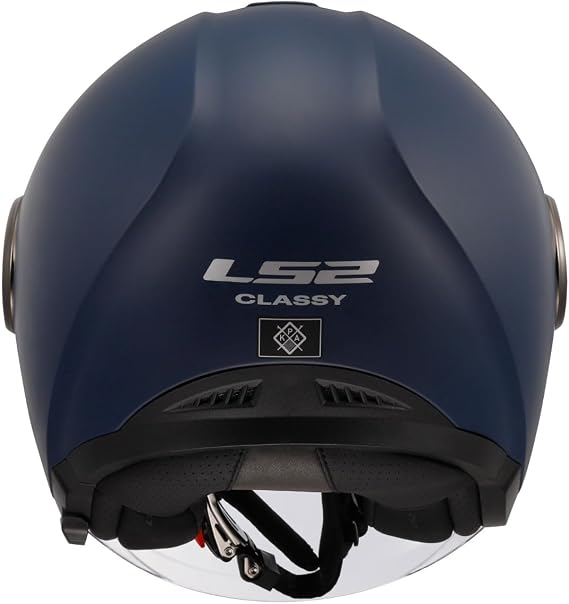 LS2 CLASSY Mat Navy Blue Helmet, ECE 22.06 Safety Certified Professional Motorcycle Helmet, High Performance KPA Outer Shell, With Anti-Scratch Internal Solar Viewfinder, LS2 4X JBL Intercom Compatible