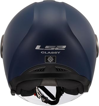 LS2 CLASSY Mat Navy Blue Helmet, ECE 22.06 Safety Certified Professional Motorcycle Helmet, High Performance KPA Outer Shell, With Anti-Scratch Internal Solar Viewfinder, LS2 4X JBL Intercom Compatible