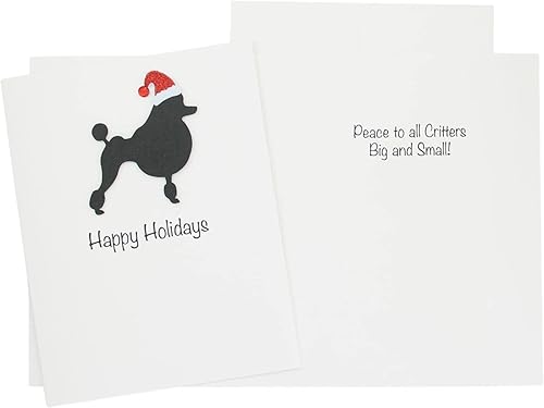 Miniatura 20 de Black Australian Shepherd Christmas Cards Pack of 10 Handmade Aussie Holiday Notecards White Base Dog with Santa Hat Black,Chocolate