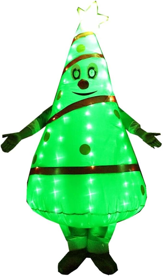 bDDeDD Inflatable Christmas Costume Santa Costume with LED Light Blown up Costume for Christmas 