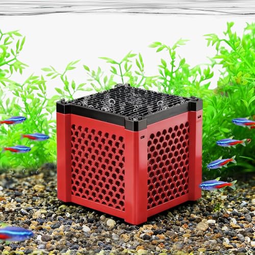 Pure Cube Water Trough Filter 2.0 Super‑Strong Filtration Aquarium Water Trough Activated Carbon Purifier Cube for Horse, Livestock, Fish Tanks & Ponds,Red,for 20 Gallons Tank