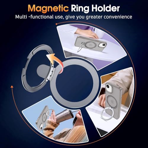 Image of AIBEX Back Cover for Apple iPhone 12 Pro Max MagSafe Compatible with OStand Ring Kickstand Magnetic Metal Alloy Ring Wireless Charging |Slim Thin Scratch Resistant Armor | Shockproof Protective - Grey