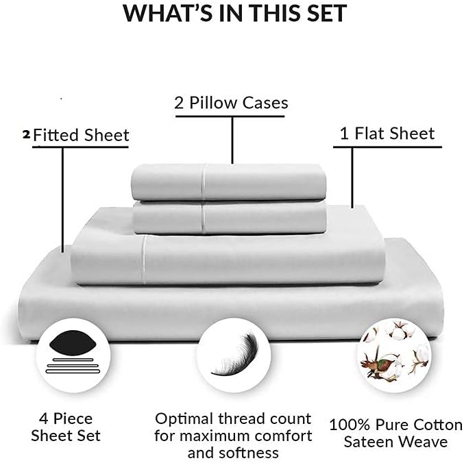 Split King Sheet Set- Giza Sheets- 1800 Ultra Soft King Bed Sheets- Percale Sheets- 24' Extra Deep Pocket- Bedding Sheets & Pillowcases Light Blue 100% Giza Egyptian Cotton Sheets - (King - Sky Blue)
