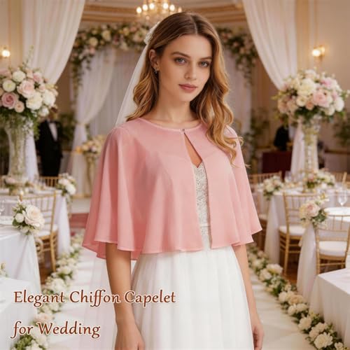 Image of Ciormis Chiffon Capelet Women's Soft Shawls and Wraps for Evening Dresses, Wedding Formal Dress Shawl Cape Cover up
