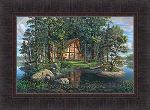 Freedom's Promise by Kim Norlien 17x23 Log Cabin Lake God Bless America Hidden
