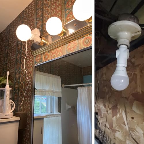 light socket to plug adapterconvert e26 light socket to 23 prong outlet adapter and light bulb socketlight bulb plug adapter for garage porch2 packwhite