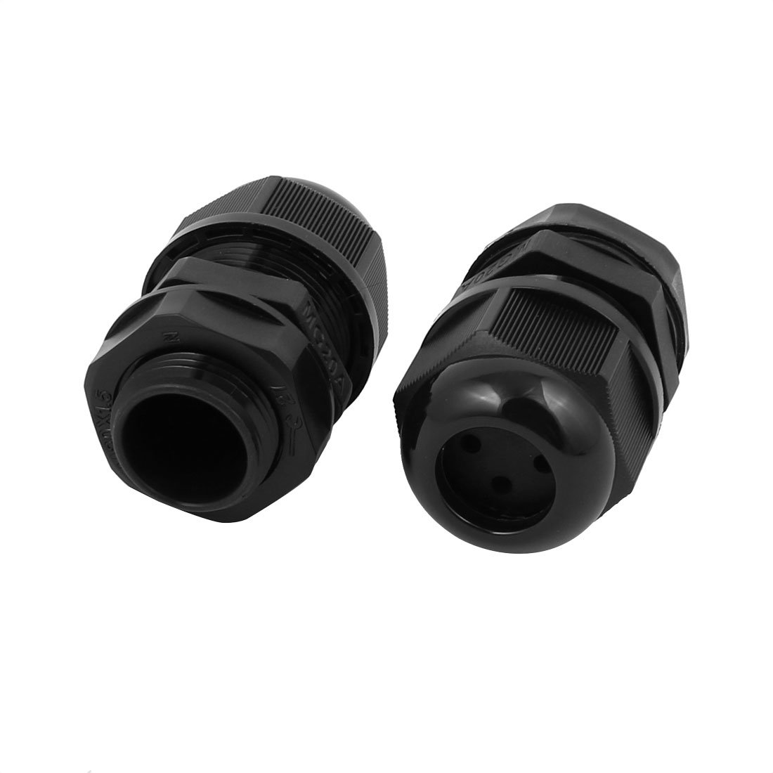 Aexit 10Pcs M20x1.5mm Transmission 1.6-2.5mm Nylon 4 Holes Adjustable Cables Gland Connector Joint Black