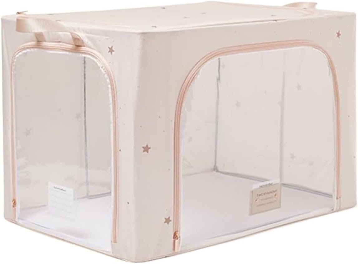 Storage Bins Clothes Storage Bag with Handle and Zippers Foldable Storage Bin with Clear Window Storage Container(A,41l)