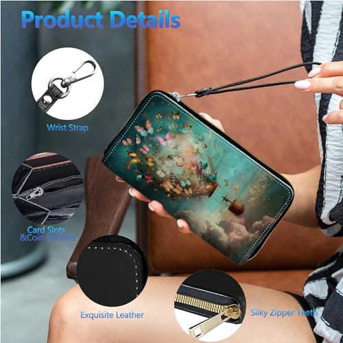 Image of Womens Wallet PU Leather Wristlet Wallets for Women, Large Capacity Lady Fashion Wallet Card Holder Zipper Wallet