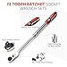 Wakuka Extendable Ratchet Wrench Set, 72-Tooth Long Socket Wrench Ratchet with 1/4