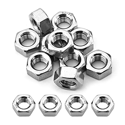 MroMax M12-1.75mm Hex Nuts, 304 Stainless Steel Metric Coarse Thread Hexagon Nut Fasteners for Mechanical Equipment,Construction Repair Silver 10Pcs