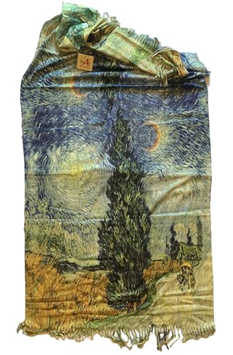 Châle pashmina Van Gogh femme chaud léger multicolore