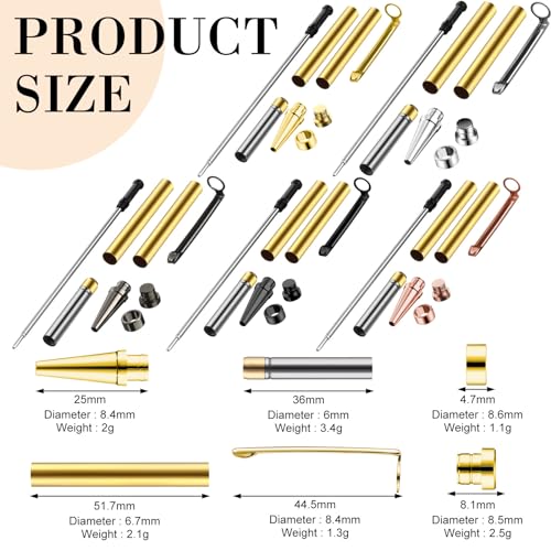 Colarr 20 Pcs 7mm Slimline Pen Kit with Refill Wood Turning Twist Pen Kit Lathe Turning Supplies for DIY Copper Making Friend Teacher Students Gifts(Assorted Color) by Colarr - Image 3