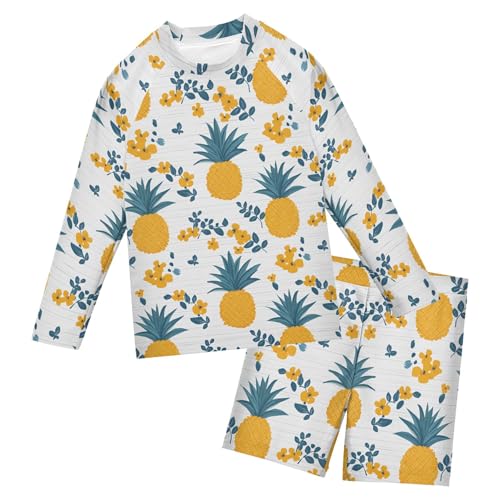 Pineapple Flowers Fruit Toddlers and Baby Boys' Swimsuit Trunk and Rashguard Set B0403652