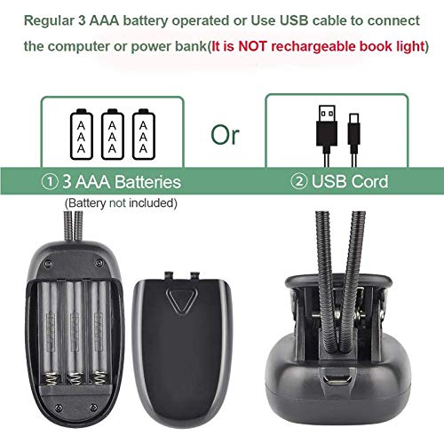 Glorious-Lite AAA-BLBL-03-BK-NEW Clip On Book Light/Reading Light/Clip Light With 10 Led Eye Care, 3 Color Changeable, Portable Reading Lamp, Battery & Usb Operated thumb #1