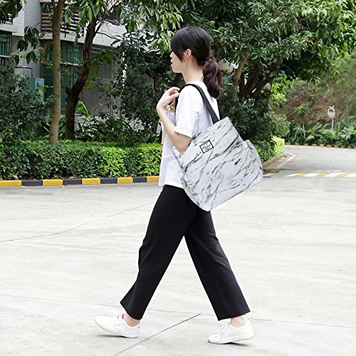 Image of KAMO Floral Tote Bag - Waterproof Lightweight Handbags Travel Shoulder Bag for Hiking Yoga Gym Swimming Travel Beach
