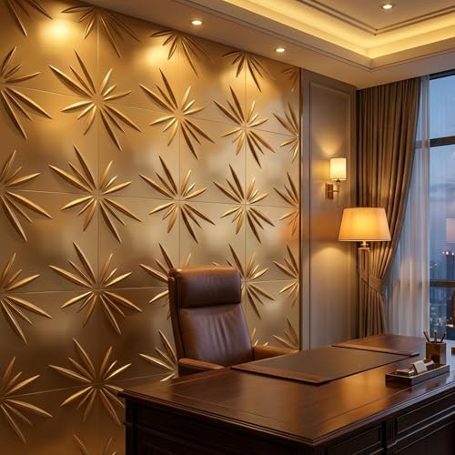 Image of Kayra Decor 3D Wall Panels Designer - Yellow Color | 19.7 inch x 19.7 inch (Pack of 18) - Covers 48.42 Sq. Ft | Premium Home & Office Wall Decoration