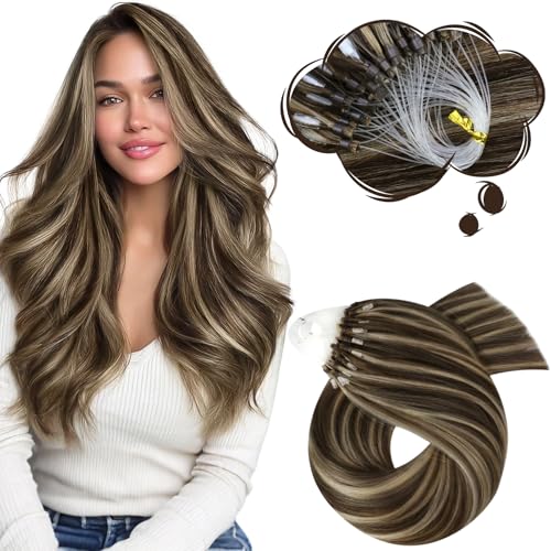 Moresoo Dark Brown Microlink Hair Extensions Human Hair Brown...