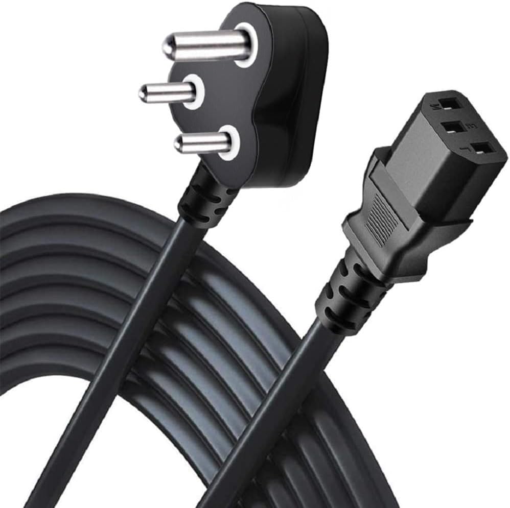 1.5M Power Cable Cord, India Plug IEC Computer Mains Power Cable Cord, 3 Pin Cable Cord Compatible for PC, Desktop, Monitor, Printer, Power Supply and TV - Black (1.5Meter, Pack of 1)