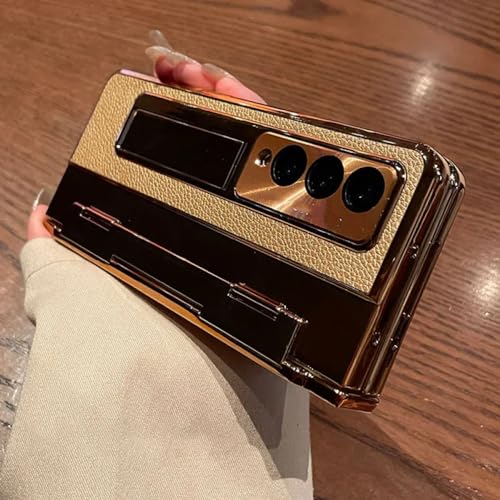 Housse cuir dorée pour Galaxy Z Fold 4 idéale pour visionner vos films en train