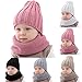 Produktbild Haokaini Baby Winter wärmer Hut Halstuch gestrickt Reine Farbe Mütze für Jungen Mädchen gesetzt