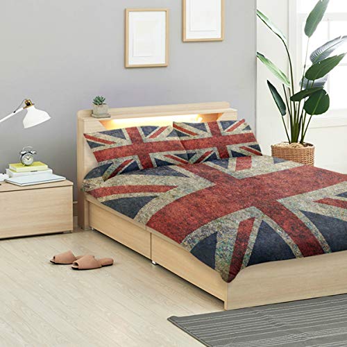 ALAZA 3 Pieces Vintage Union Jack British Flag Duvet Cover with 2 Pillowcases Cover Bedding Set Decorative for Kids