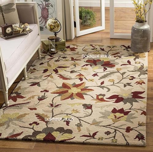 Image of 6x8 Ft Wool Tufted Carpet - Elegant Handcrafted Traditional Rug for Bedrooms, Living Rooms & Studios