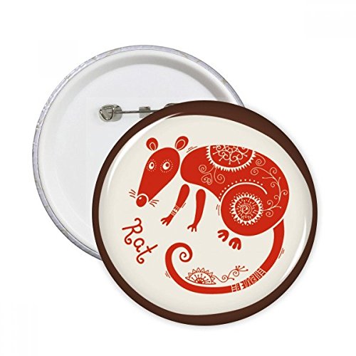 Badge bouton zodiaque chinois Rat rouge DIYthinker pour décoration de vêtements et sacs