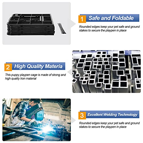 Image of BestPet | Dog Playpen | 40 Inch, 32 Panels | Heavy Duty Metal Pet Exercise Pen | Indoor Outdoor Fence Panels | Rust-Resistant, Removable, Tool-Free Setup | Anti-Skid, Expandable Design