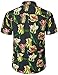 JOGAL Men's Flower Short Sleeve Button Down Hawaiian Shirt X-Large Dark Blue Ashes