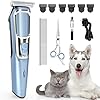 Liverchy Dog Clippers Grooming Kit - Professional Cordless Trimmer Pet Cat Paw Shaver Thick Heavy Hair Matted Fur Coats Low Noise Rechargeable for Animals Paws Eyes Ears Face Blue