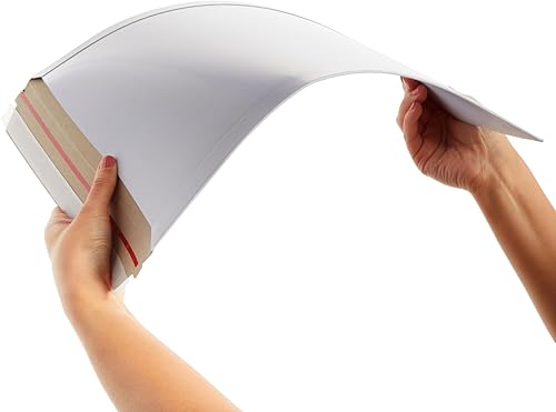 Miniatura 6 de Paquete de 100 sobres rígidos gruesos y planos de 12.75 x 15 pulgadas con sello autoadhesivo, sobres de cartón blanco a granel de 550 GSM para