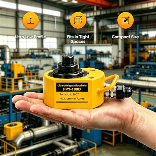 Image of Jooptoolwook 100T Multi-Section Low Profile Hydraulic Ram Jack, 2.71 inch Stroke Portable Mini Hydraulic Lifting Cylinder for Machinery, Bridge & Construction Industry