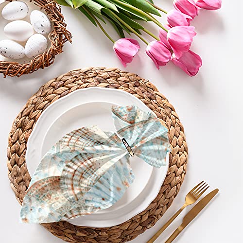 Abstract Seashell Cloth Napkins, Set Of 4 Soft Reusable Dinner Napkins Cloth 20X20 Inch Washable Polyester Table Napkins For Restaurant Weddings Banquet Party Dinner Decoration #TOP3