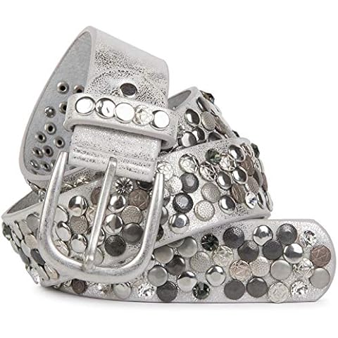 styleBREAKER Damen Nietengürtel im Vintage Design, verschiedenen Nieten und Strass, Synthetik Gürtel, kürzbar 03010051 Cover