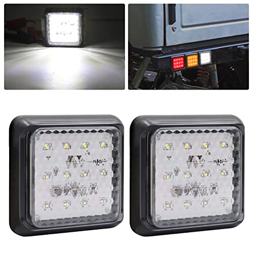 Feu arrière à LED 24V pour remorque et camion - Pack de 2 feux carrés blanc