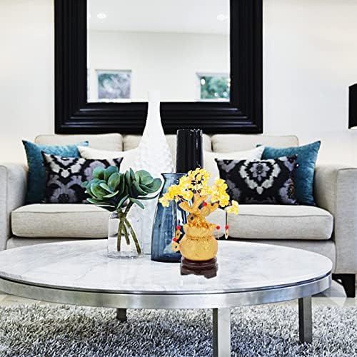 WINOMO Crystal Money Tree Feng Shui Bonsai for Fortune Money Good Luck Reiki Wealth Prosperity and Success Citrine Gemstone Tree for DIY Home Feng Shui Decorations 19cm