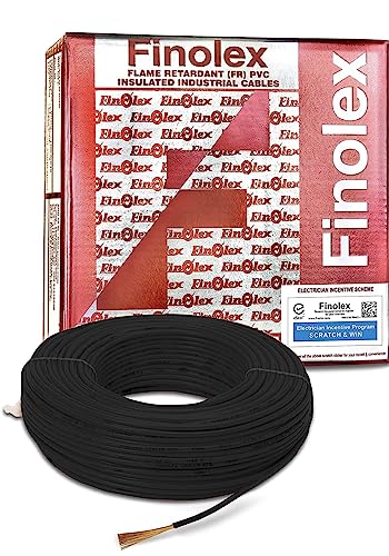 Image of Finolex Flame Retardant PVC Gold Insulated Cable /Wire for Industrial & Domestic Use | Home Electric Wires | 1.00 SQ. MM, 90 Meter (Black Color)