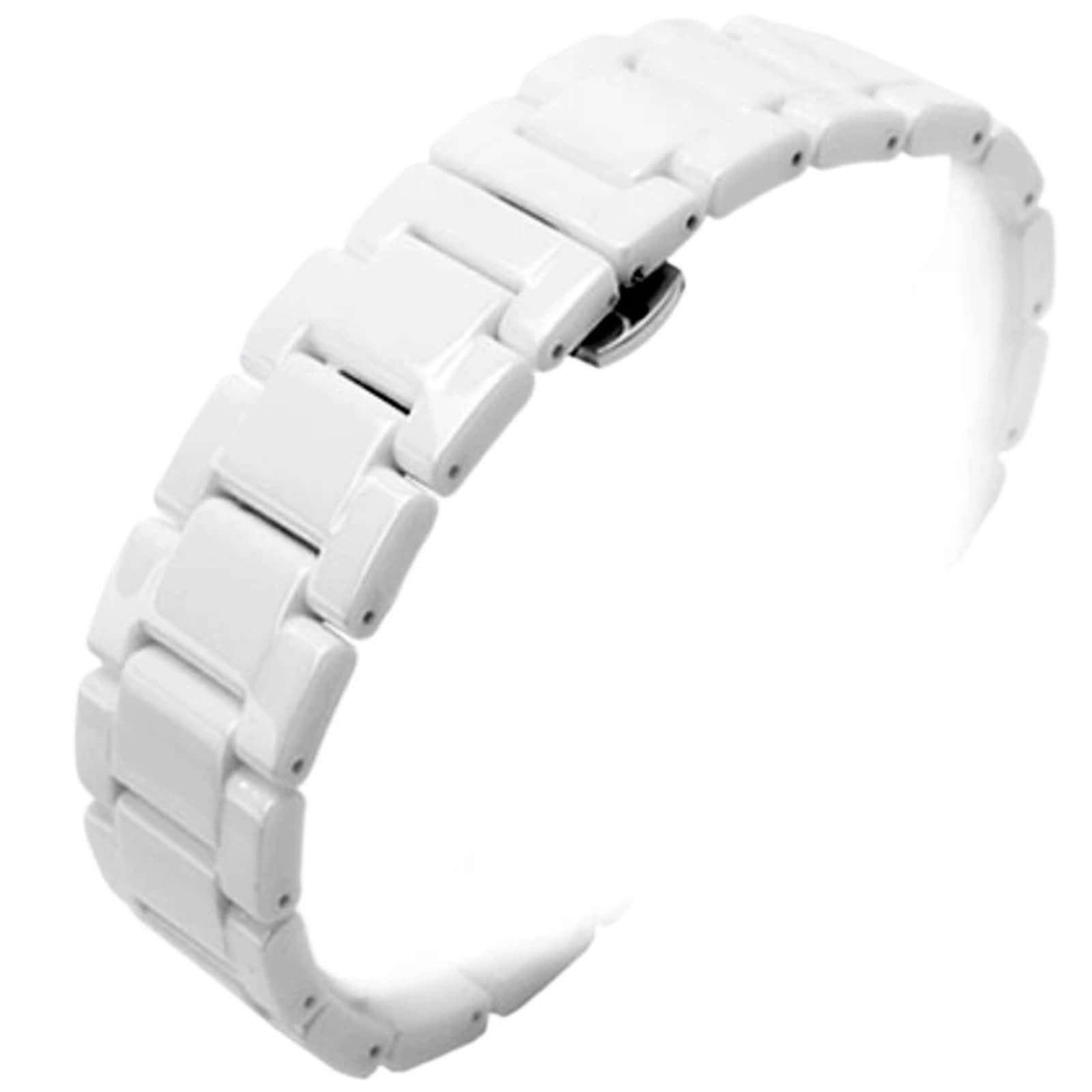 cinturino dell'orologio Cinturino for orologio da lavoro classico uomo in ceramica nera 14 15 16 17 18 19 20 21 22mm(White,20mm)